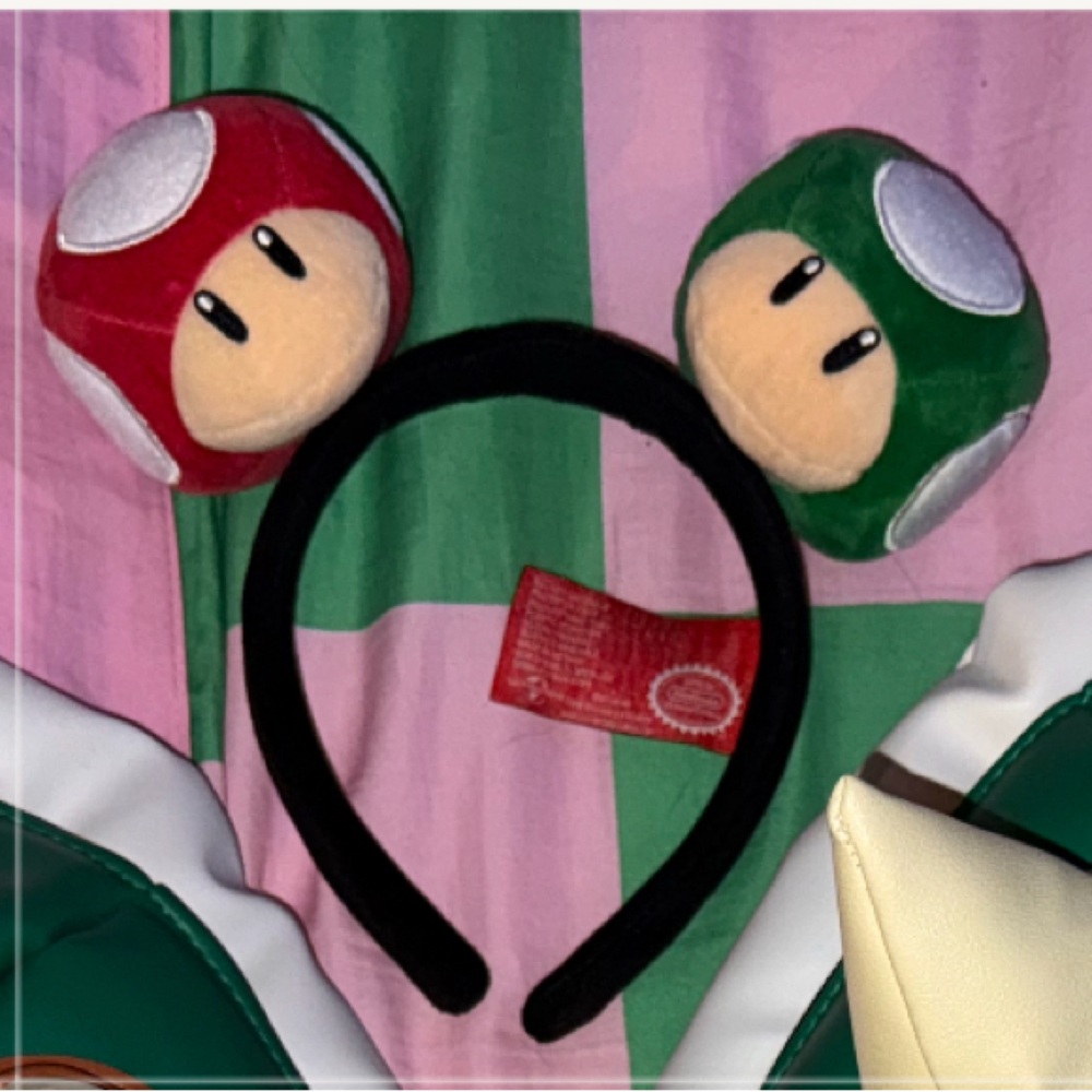 Mushroom Headband with Red and Green Plush